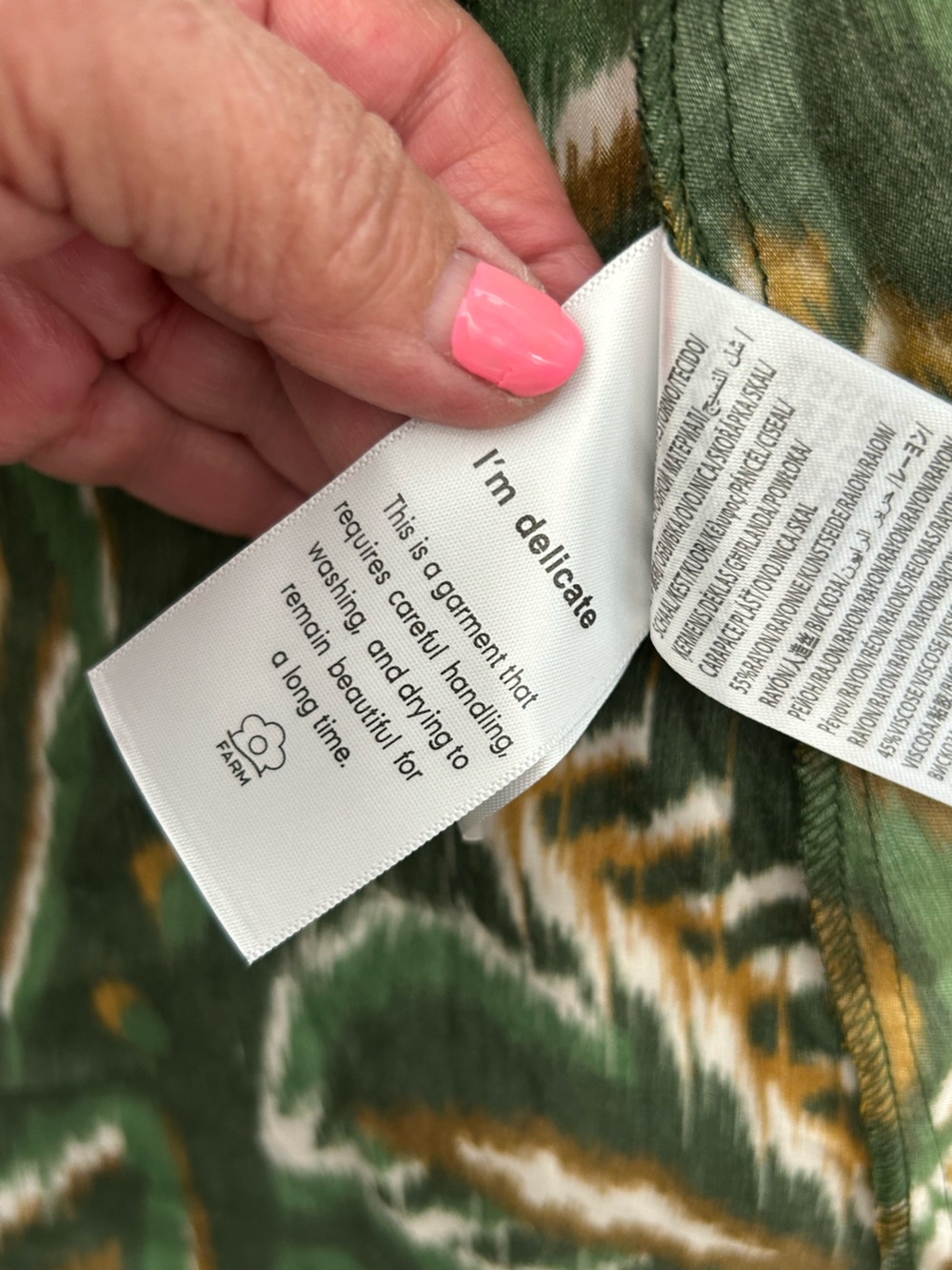 FARM Rio Pineapple Ikat Asymmetric Emerald & Gold Printed Long-Sleeve Wrap Dress - Picture 16 of 16